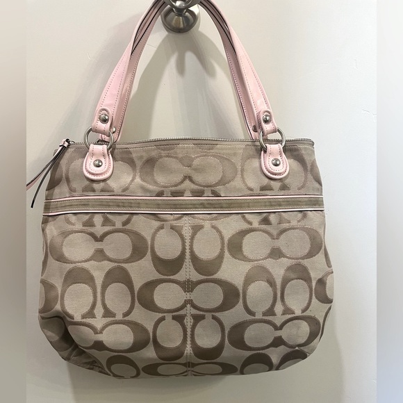 Coach Handbags - Coach Poppy Signature  Pink Metallic Shoulder-bag